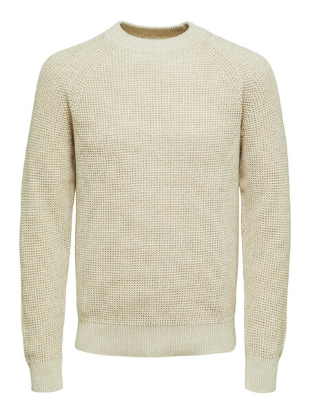 Selected CREW NECK KNITTED PULLOVER, Oatmeal, highres - 16082448_Oatmeal_901189_001.jpg