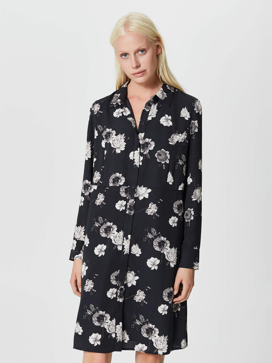 Selected FLORAL PRINTED - LONG SLEEVED DRESS, Dark Sapphire, highres - 16061650_DarkSapphire_611196_003.jpg