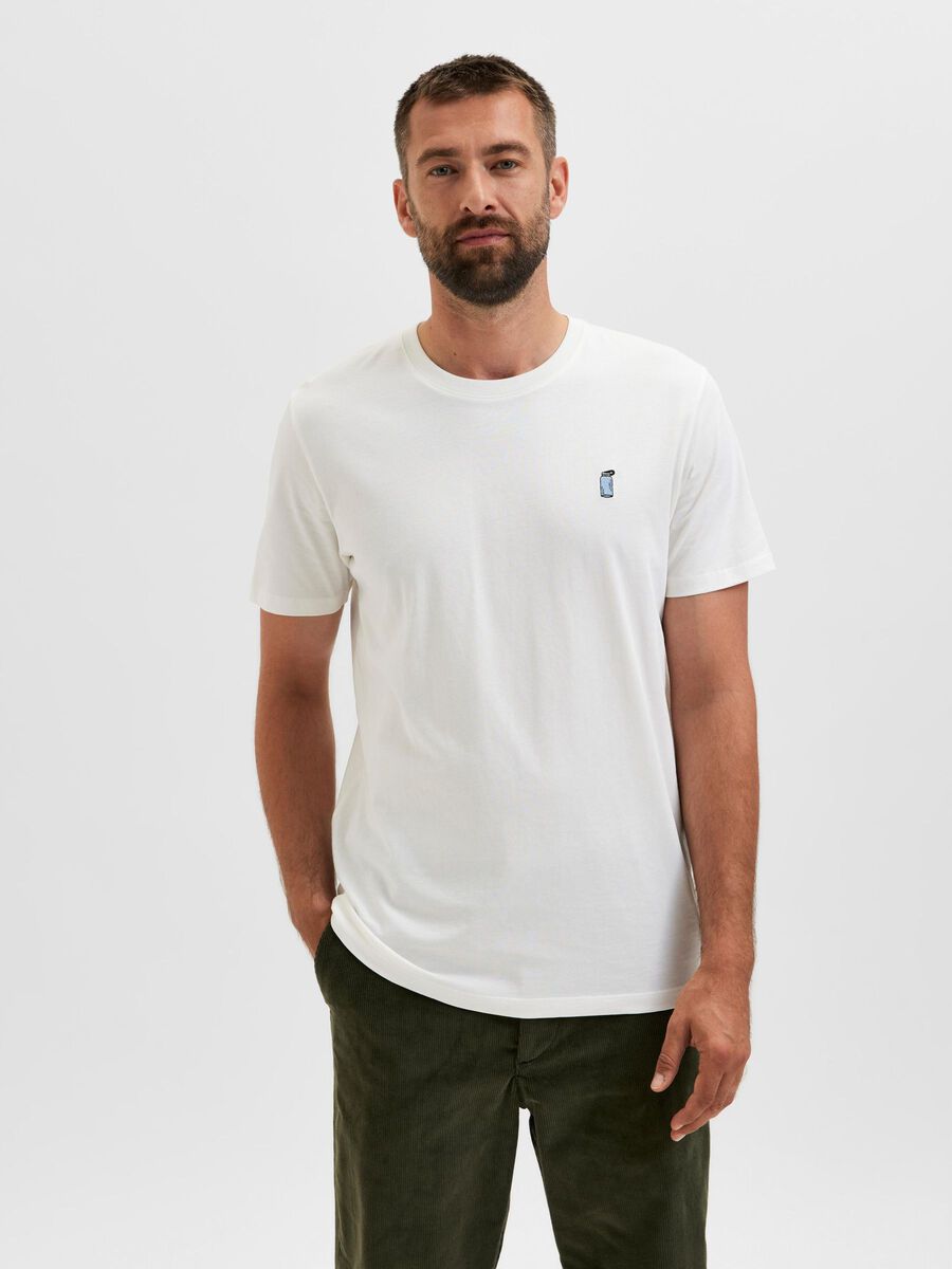 Selected SHORTSLEEVE T-SHIRT, Egret, highres - 16081247_Egret_882998_003.jpg