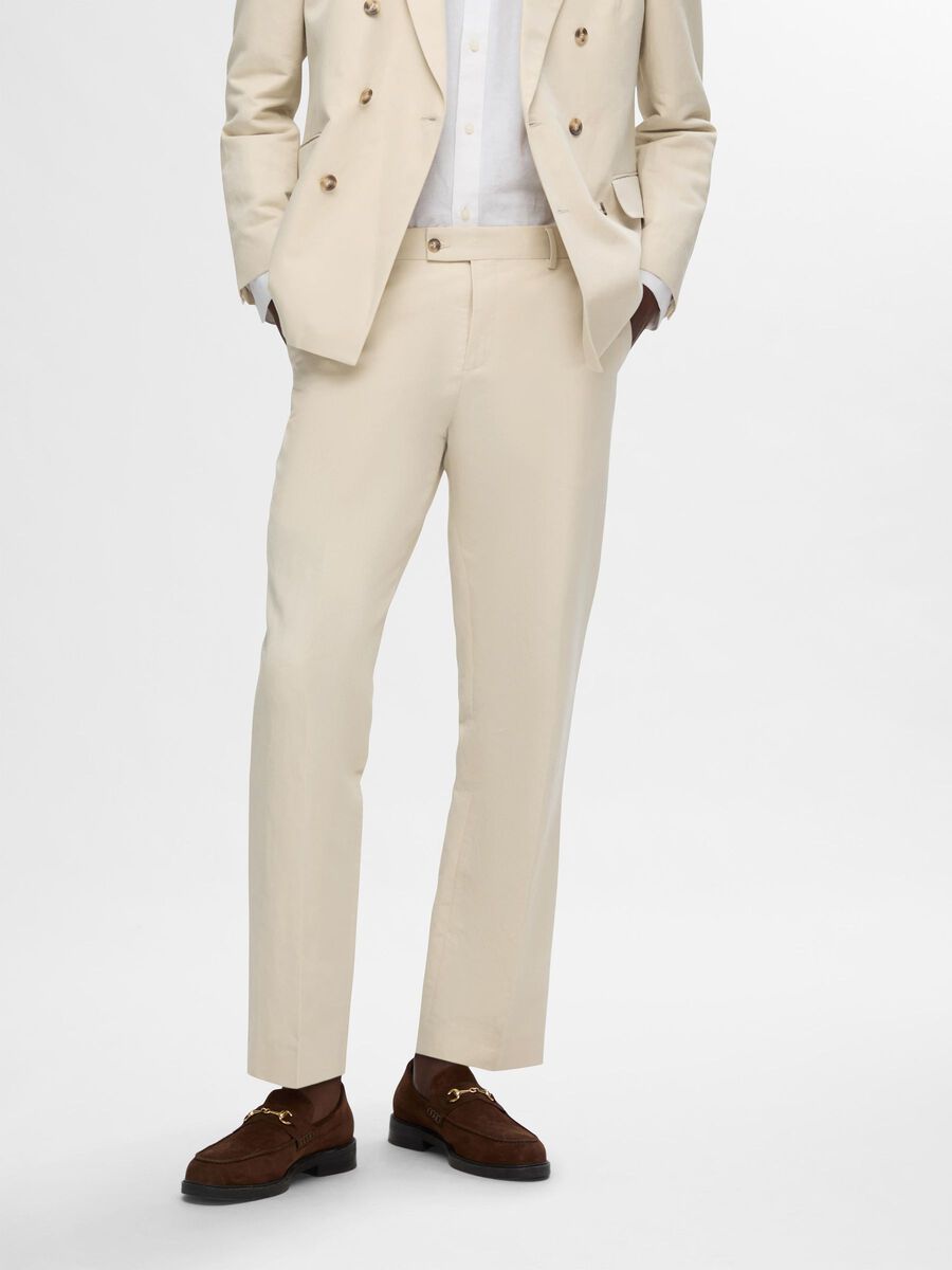 Selected STRAIGHT FIT LINEN BLEND TROUSERS, Sand, highres - 16095463_Sand_003.jpg