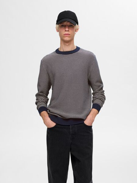 Selected STRIPED CREWNECK KNITTED PULLOVER, Sky Captain, highres - 16094580_SkyCaptain_1128563_003.jpg