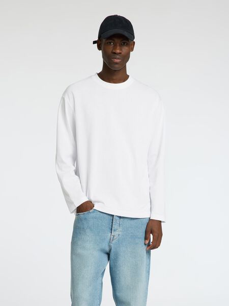 Selected LOOSE FIT  LONG-SLEEVED T-SHIRT, Bright White, highres - 16097847_BrightWhite_003.jpg