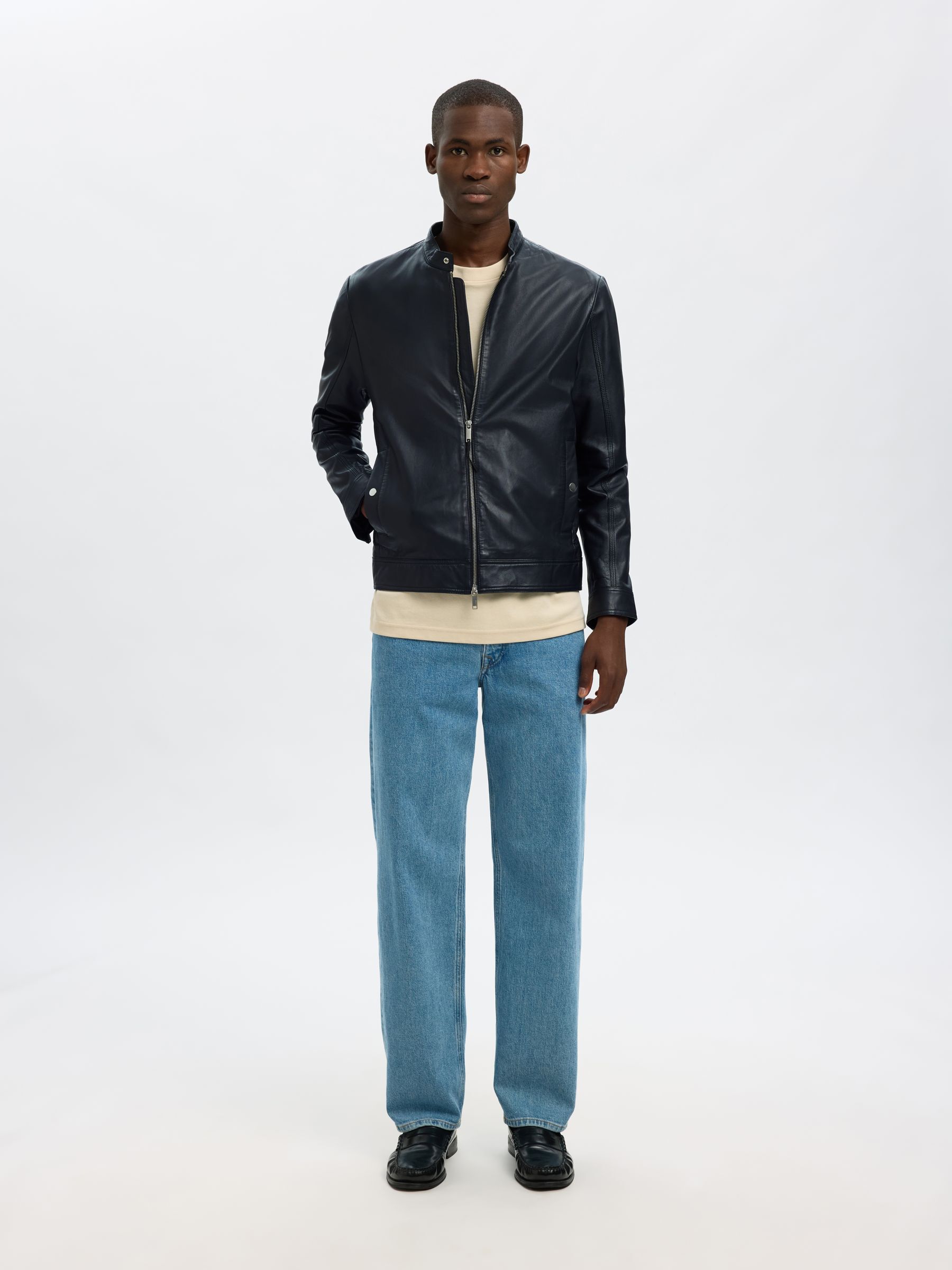 Black CLASSIC LEATHER JACKET | Selected®