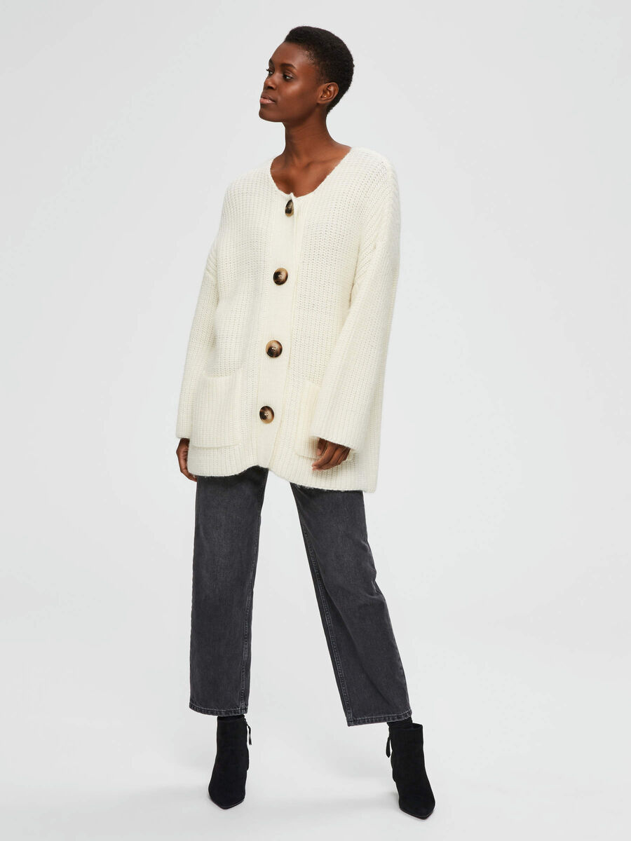 Selected OVERSIZED - KNITTED CARDIGAN, Snow White, highres - 16071300_SnowWhite_005.jpg