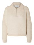 Selected HALF-ZIP WOOL BLEND KNIT, Birch, highres - 16093046_Birch_1090338_001.jpg