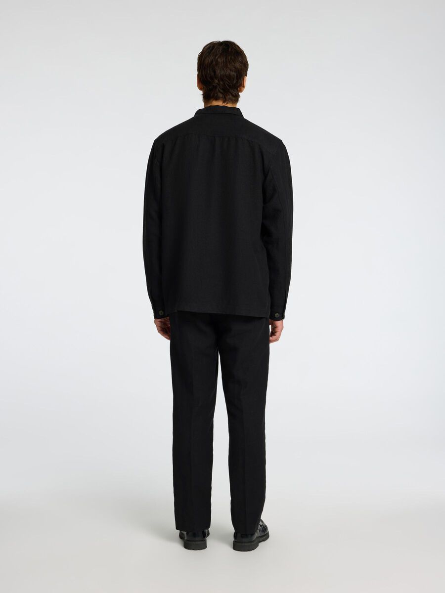 Selected LINEN BLEND OVERSHIRT, Black, highres - 16096369_Black_004.jpg