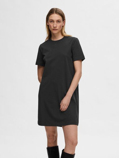 Selected SHORT-SLEEVED MINI DRESS, Black, highres - 16095338_Black_003.jpg