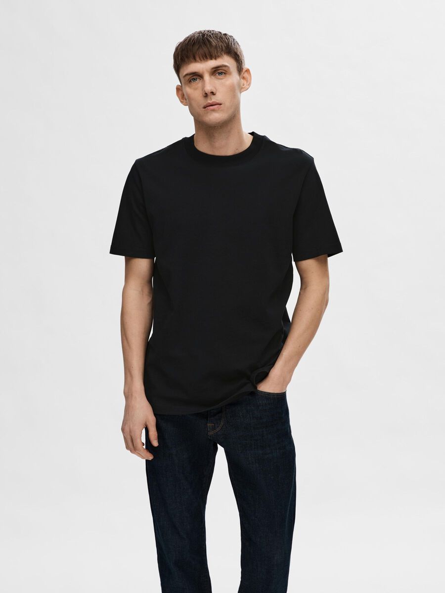 Selected KURZÄRMELIGES T-SHIRT, Black, highres - 16077385_Black_003.jpg