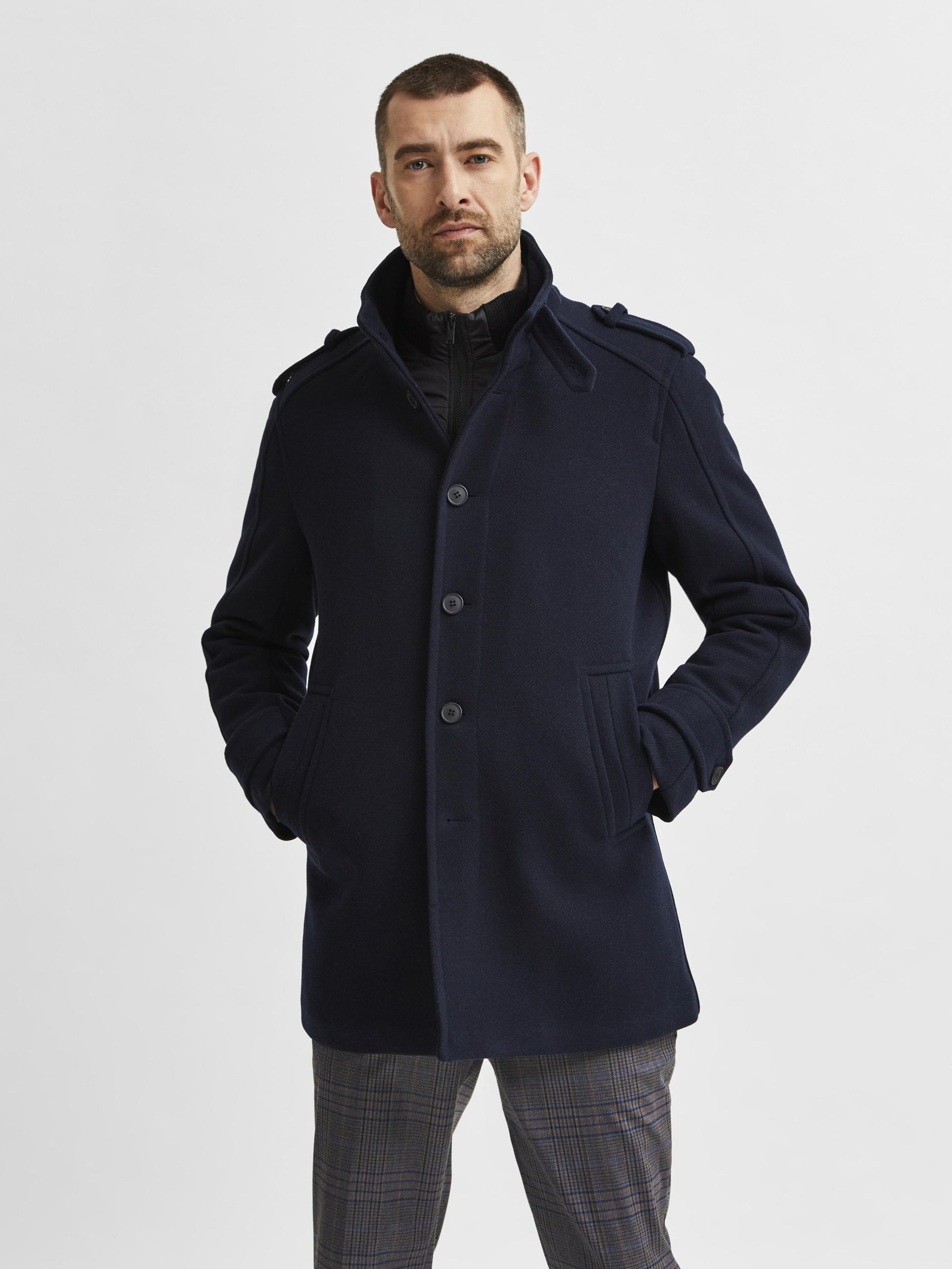selected homme navy wool coat