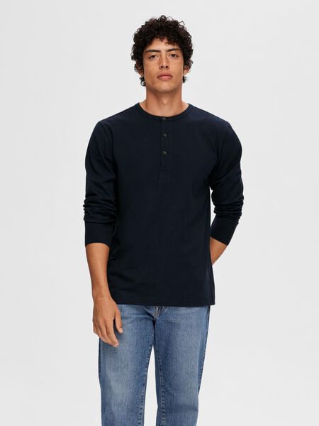 Selected LONG-SLEEVED HENLEY T-SHIRT, Sky Captain, highres - 16092714_SkyCaptain_003.jpg