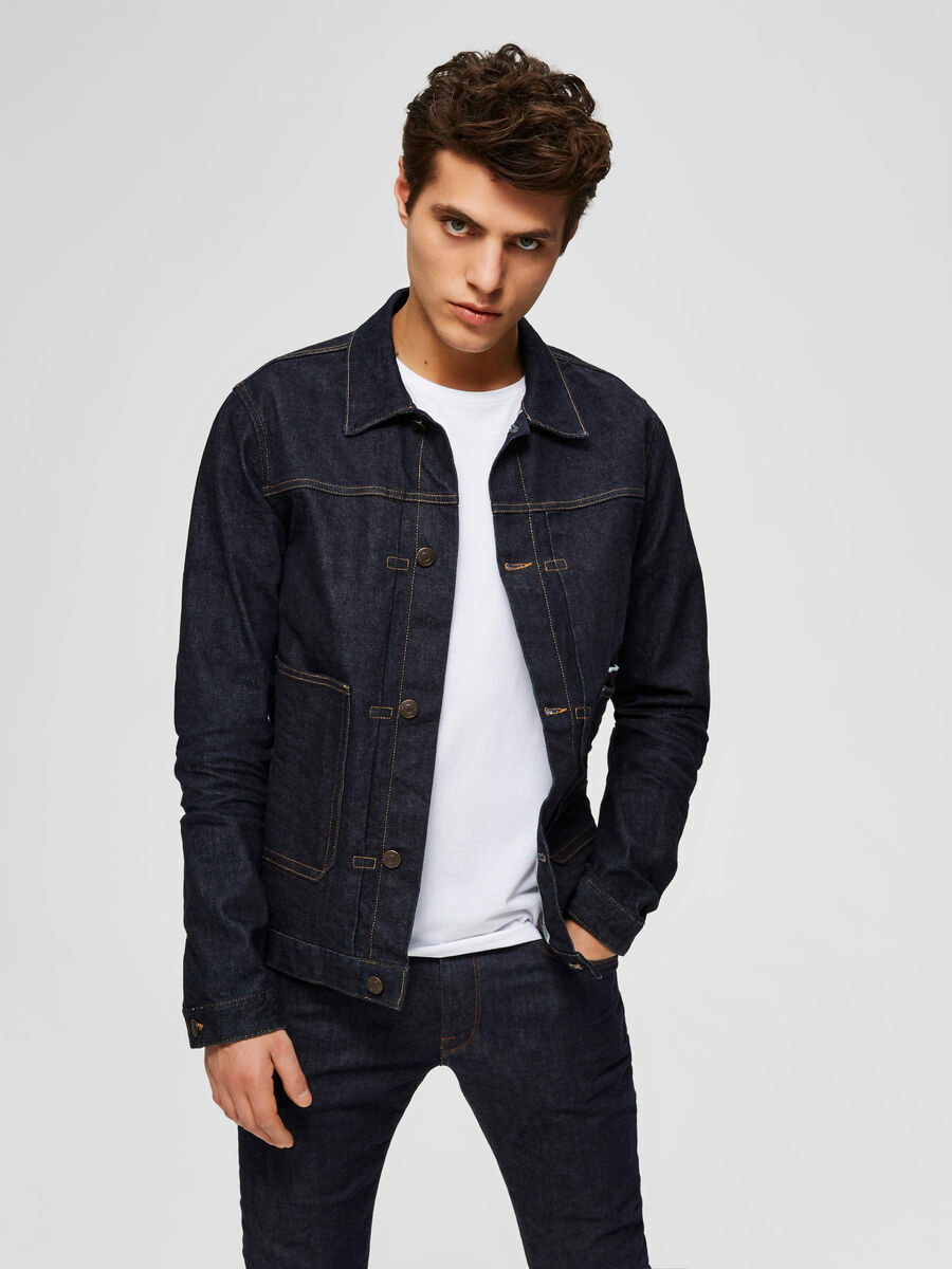 Selected COTON BIOLOGIQUE - VESTE EN JEAN, Dark Blue Denim, highres - 16072825_DarkBlueDenim_003.jpg