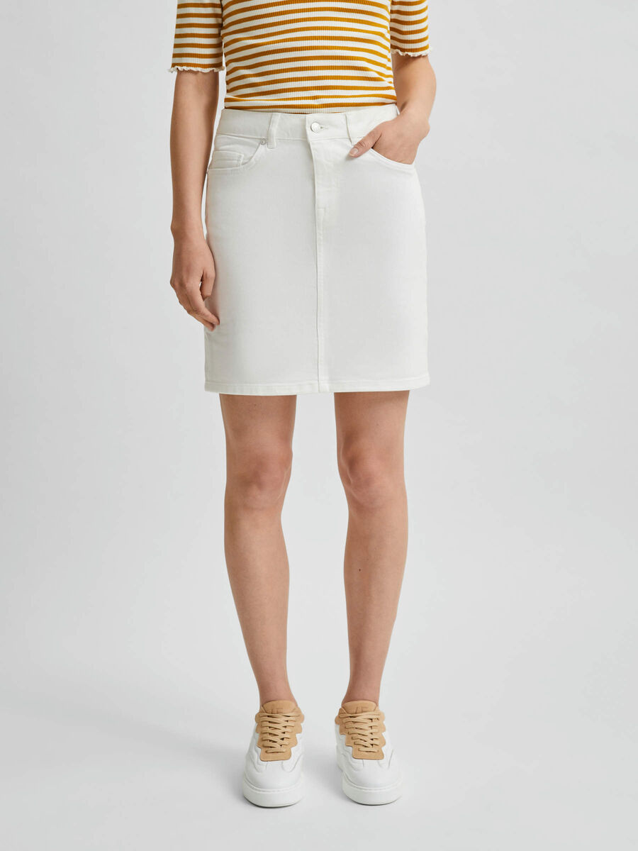 Selected MID WAIST COMFORT STRETCH DENIM ROK, White Denim, highres - 16079217_WhiteDenim_003.jpg