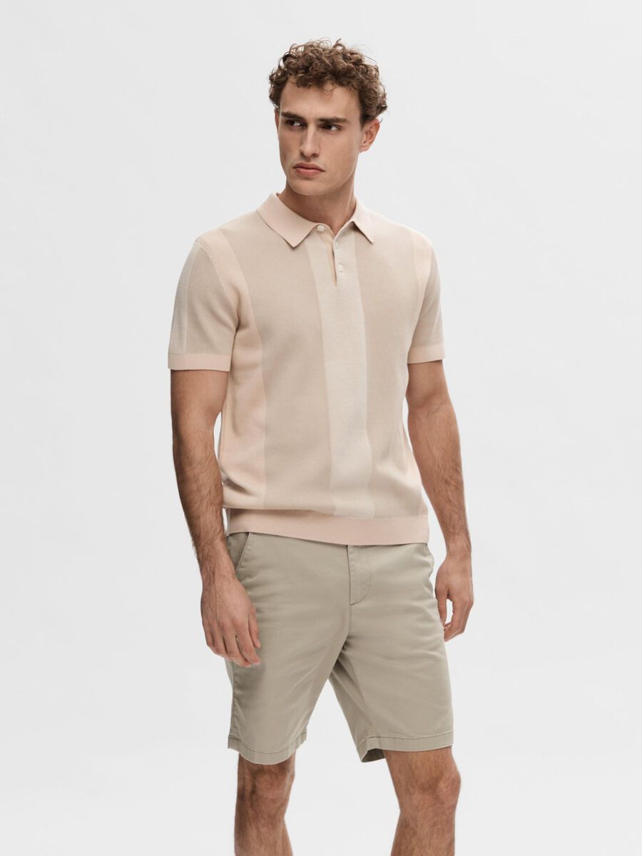 Selected SHORT-SLEEVED KNITTED POLO SHIRT, Cameo Rose, highres - 16092662_CameoRose_1085663_003.jpg