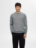 Selected 100% MERINO WOOL CREWNECK JUMPER, Medium Grey Melange, highres - 16094647_MediumGreyMelange_003.jpg