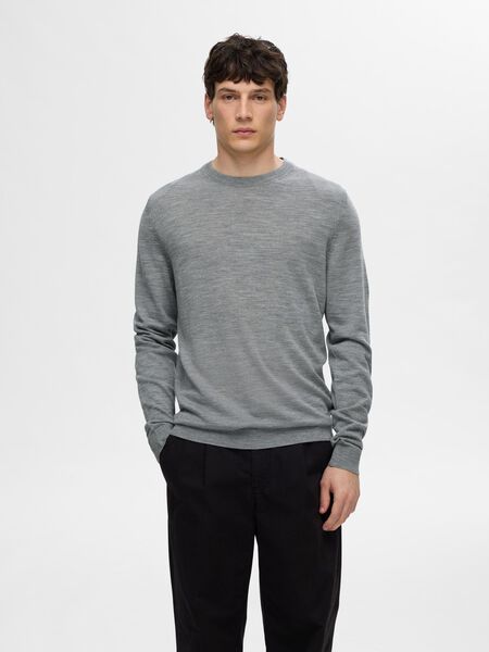 Selected MAGLIONE GIROCOLLO, Medium Grey Melange, highres - 16094647_MediumGreyMelange_003.jpg