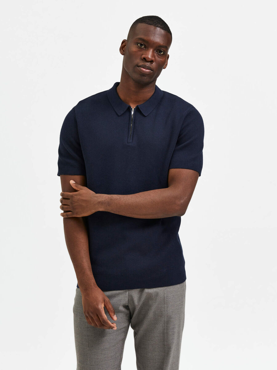 Selected KNITTED POLO SHIRT, Sky Captain, highres - 16085288_SkyCaptain_003.jpg