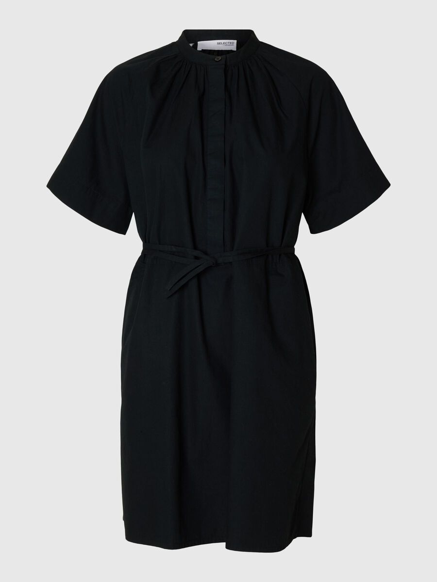Selected SHORT SLEEVED MINI DRESS, Black, highres - 16098404_Black_001.jpg