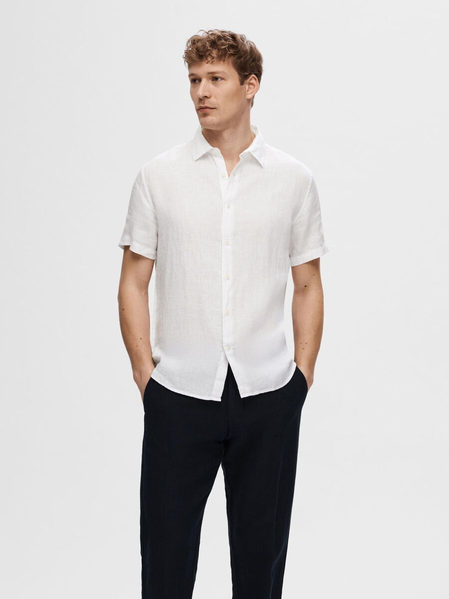 Selected 100% LINEN SHORT SLEEVED SHIRT, Bright White, highres - 16094021_BrightWhite_003.jpg
