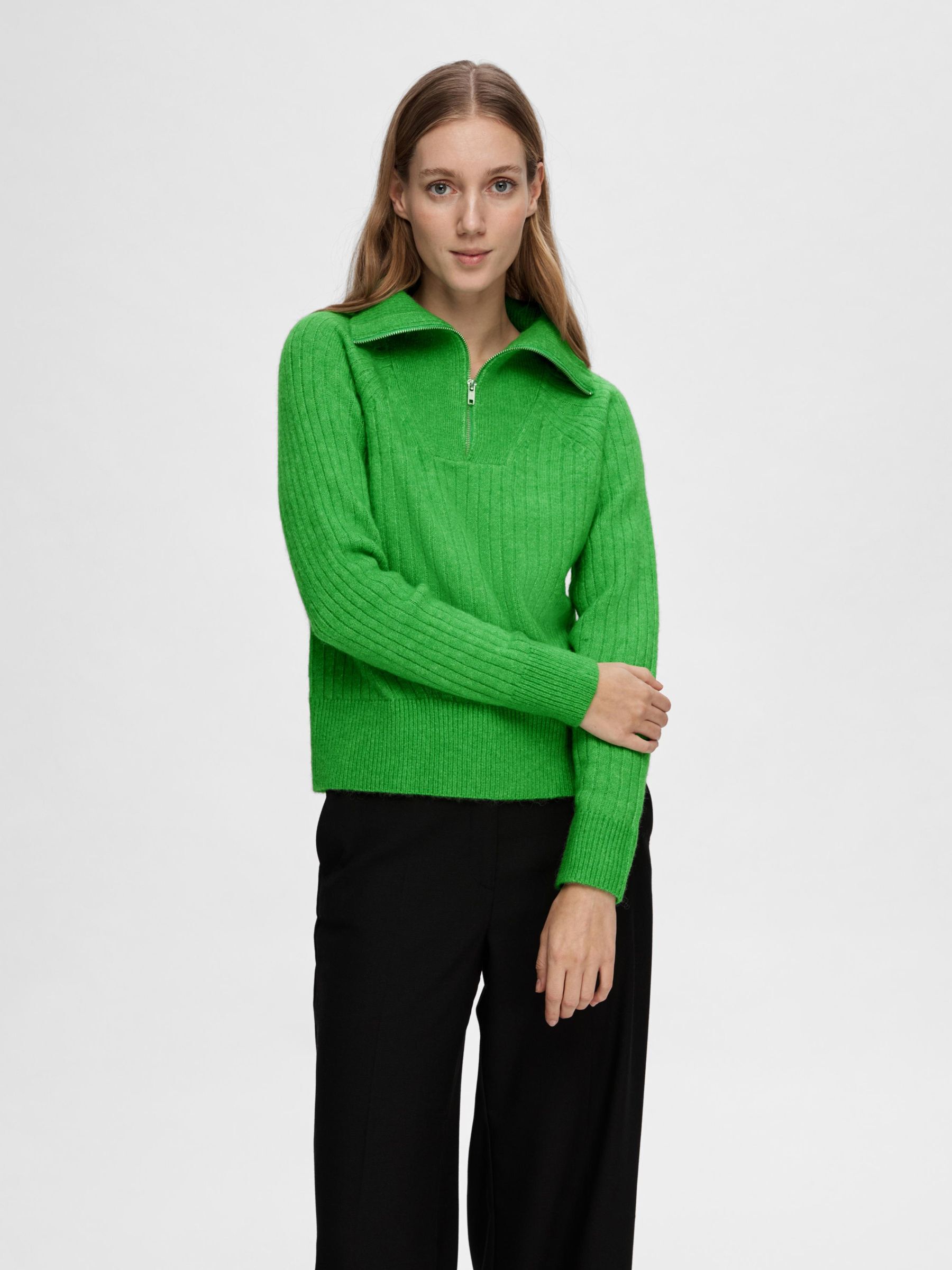 HALF ZIP JUMPER Green SELECTED FEMME