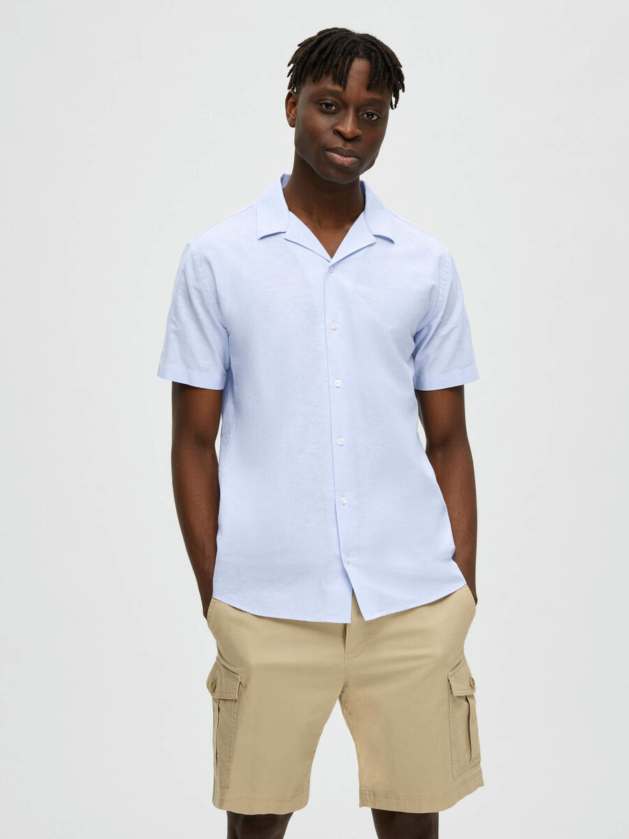 Selected RELAXED SHORT SLEEVED SHIRT, Cashmere Blue, highres - 16079055_CashmereBlue_003.jpg