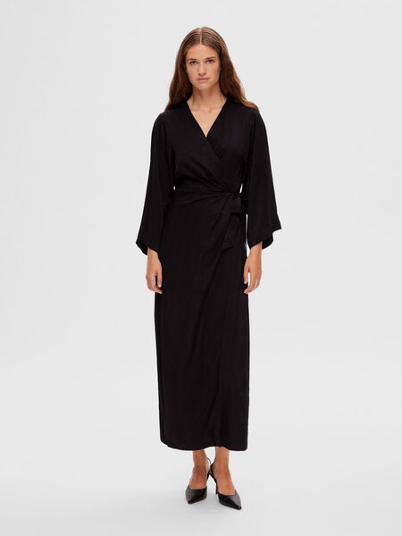 Selected TEXTURED WRAP DRESS, Black, highres - 16091002_Black_003.jpg