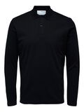 Selected LONG-SLEEVED POLO SHIRT, Black, highres - 16075838_Black_001.jpg