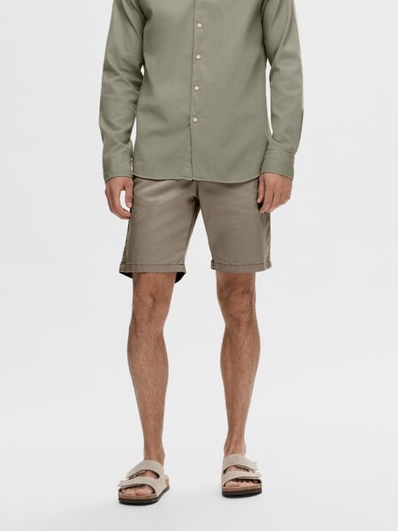 Selected SLIM-FIT CHINO SHORTS, Greige, highres - 16092329_Greige_003.jpg