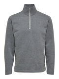 Selected ZIP-UP FLEECE PULLOVER, Medium Grey Melange, highres - 16086359_MediumGreyMelange_001.jpg