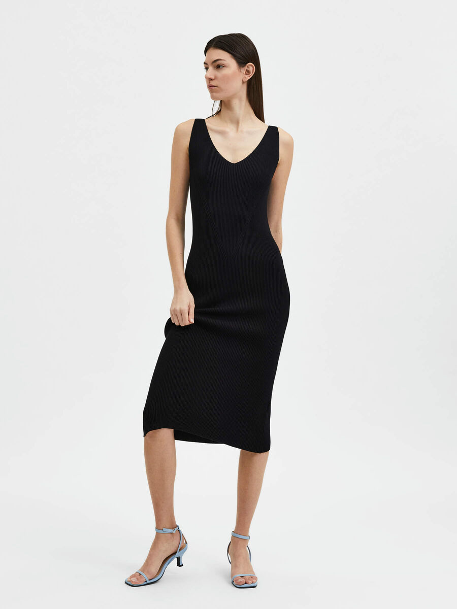 Selected ÆRMELØS STRIKKET KJOLE, Black, highres - 16084320_Black_003.jpg