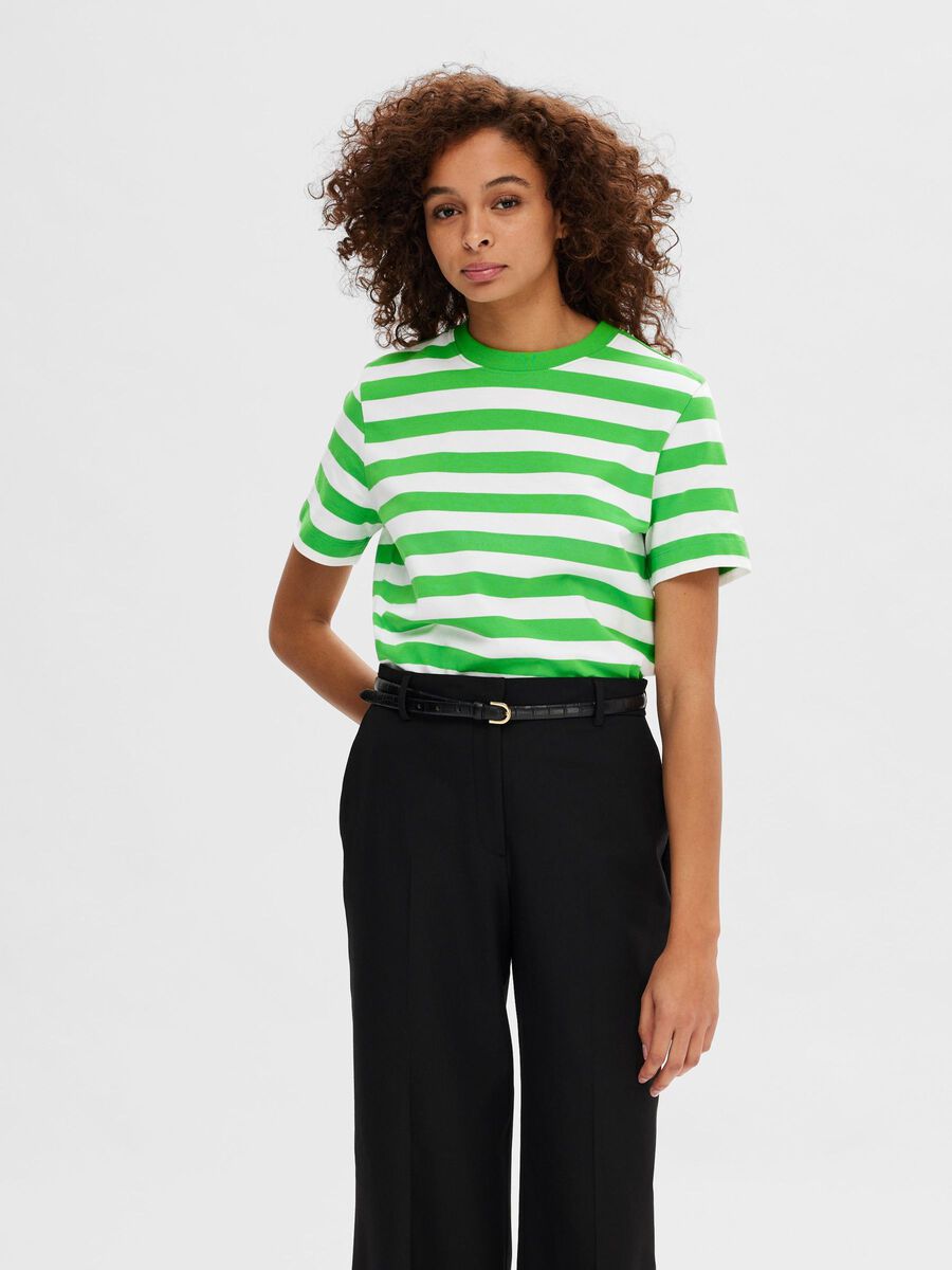 Selected STRIPED BOXY FIT T-SHIRT, Classic Green, highres - 16087918_ClassicGreen_987691_003.jpg