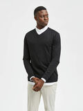 Selected PIMA COTTON V-NECK JUMPER, Black, highres - 16074683_Black_003.jpg