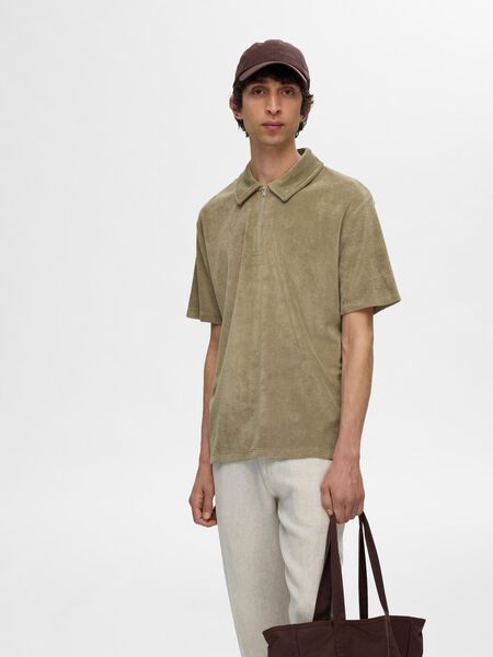 Selected TERRYCLOTH POLO SHIRT, Vetiver, highres - 16090761_Vetiver_003.jpg