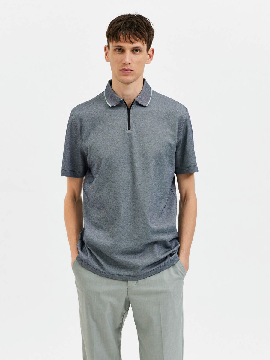 Selected ZIP POLO SHIRT, Sky Captain, highres - 16086029_SkyCaptain_958465_003.jpg