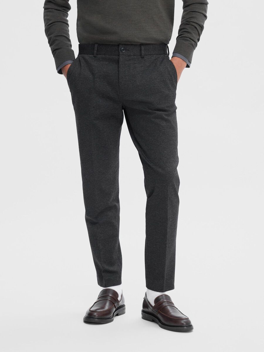 Selected COUPE SLIM EN VISCOSE MÉLANGÉE PANTALON, Dark Grey Melange, highres - 16092651_DarkGreyMelange_003.jpg