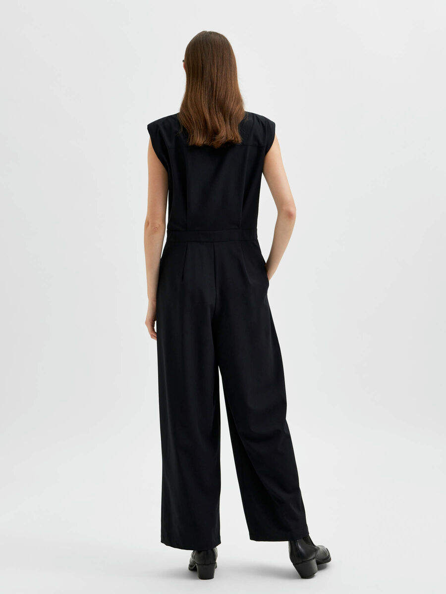 Selected SHORT SLEEVED JUMPSUIT, Black, highres - 16079627_Black_004.jpg