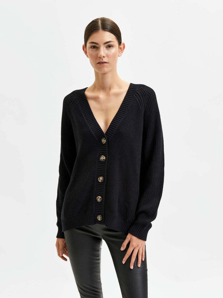 Selected KNITTED KNITTED CARDIGAN, Black, highres - 16082276_Black_003.jpg