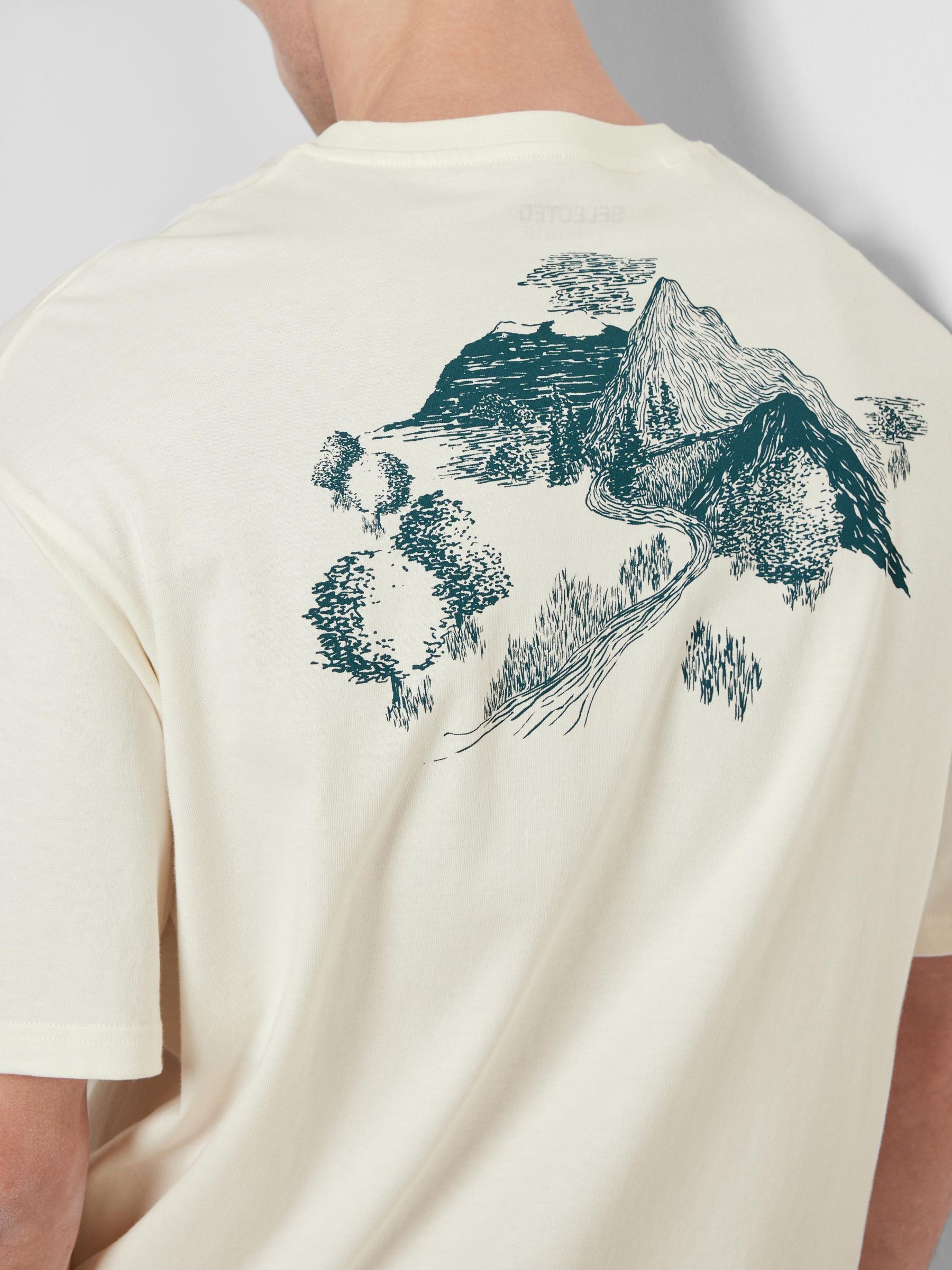 LOOSE FIT PRINT ACHTEROP T SHIRT Wit SELECTED HOMME