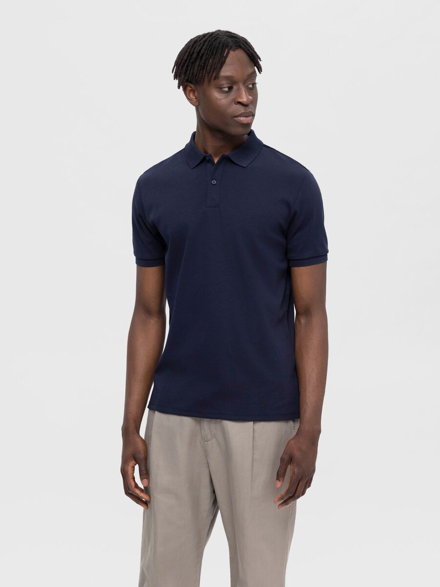 Selected SHORT-SLEEVED JERSEY POLO SHIRT, Sky Captain, highres - 16090422_SkyCaptain_003.jpg