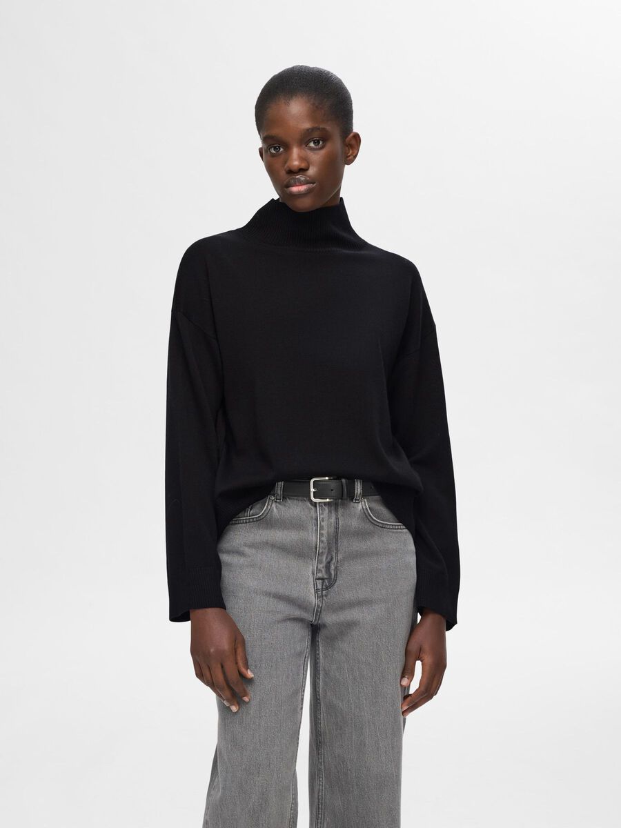 Selected 100% MERINO WOOL HIGH-NECK JUMPER, Black, highres - 16094693_Black_003.jpg
