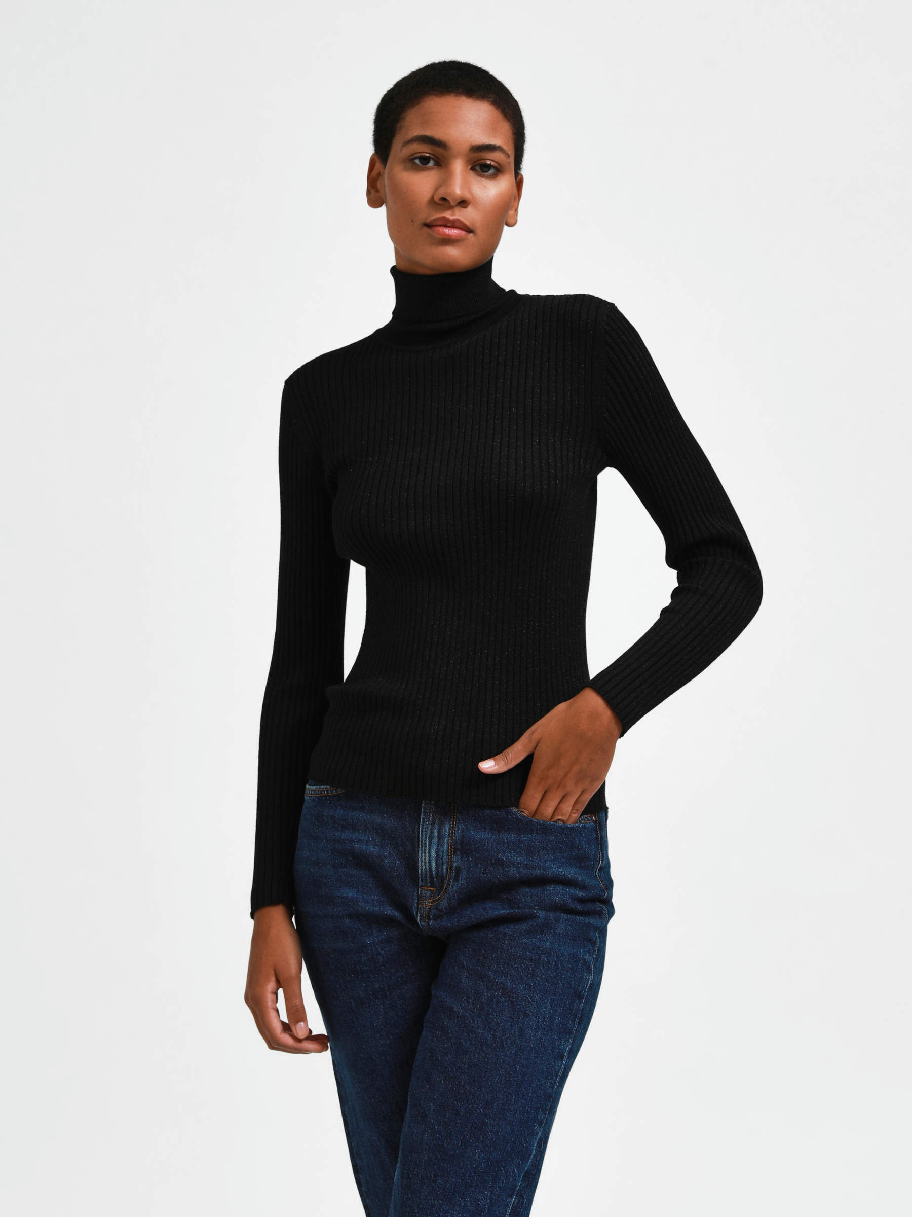 Ribbed glitter turtleneck | Selected