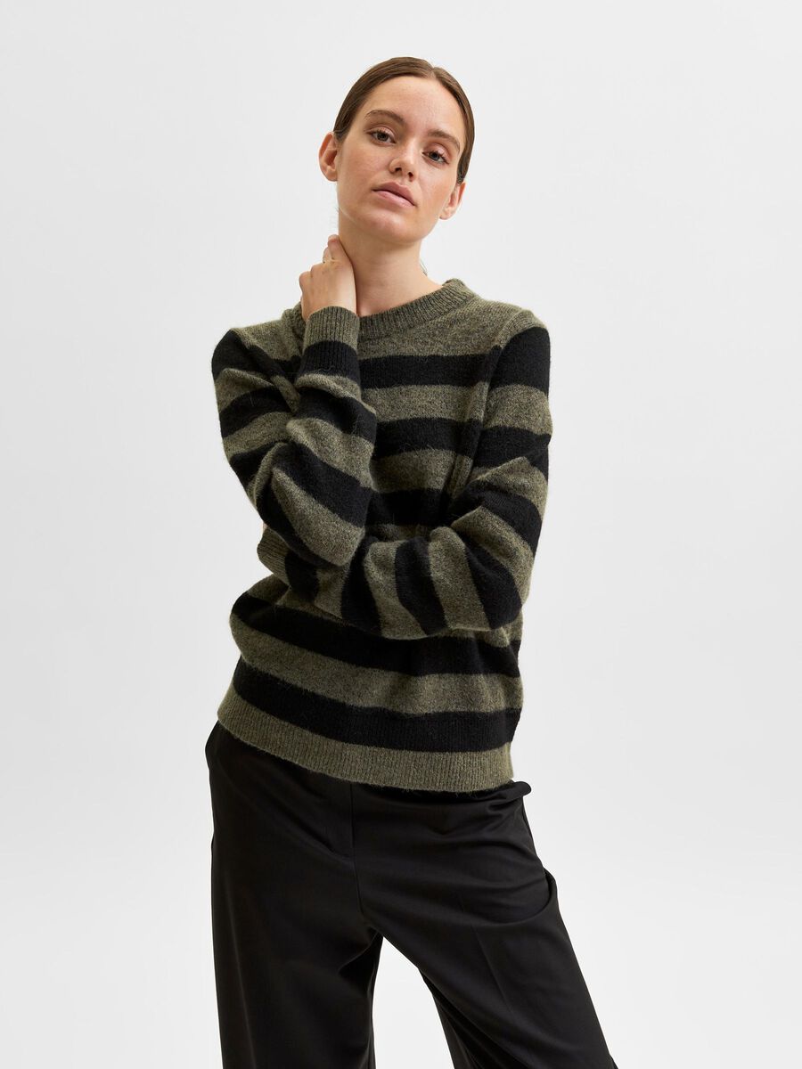 Selected STRIPED KNITTED PULLOVER, Black, highres - 16080457_Black_874415_003.jpg