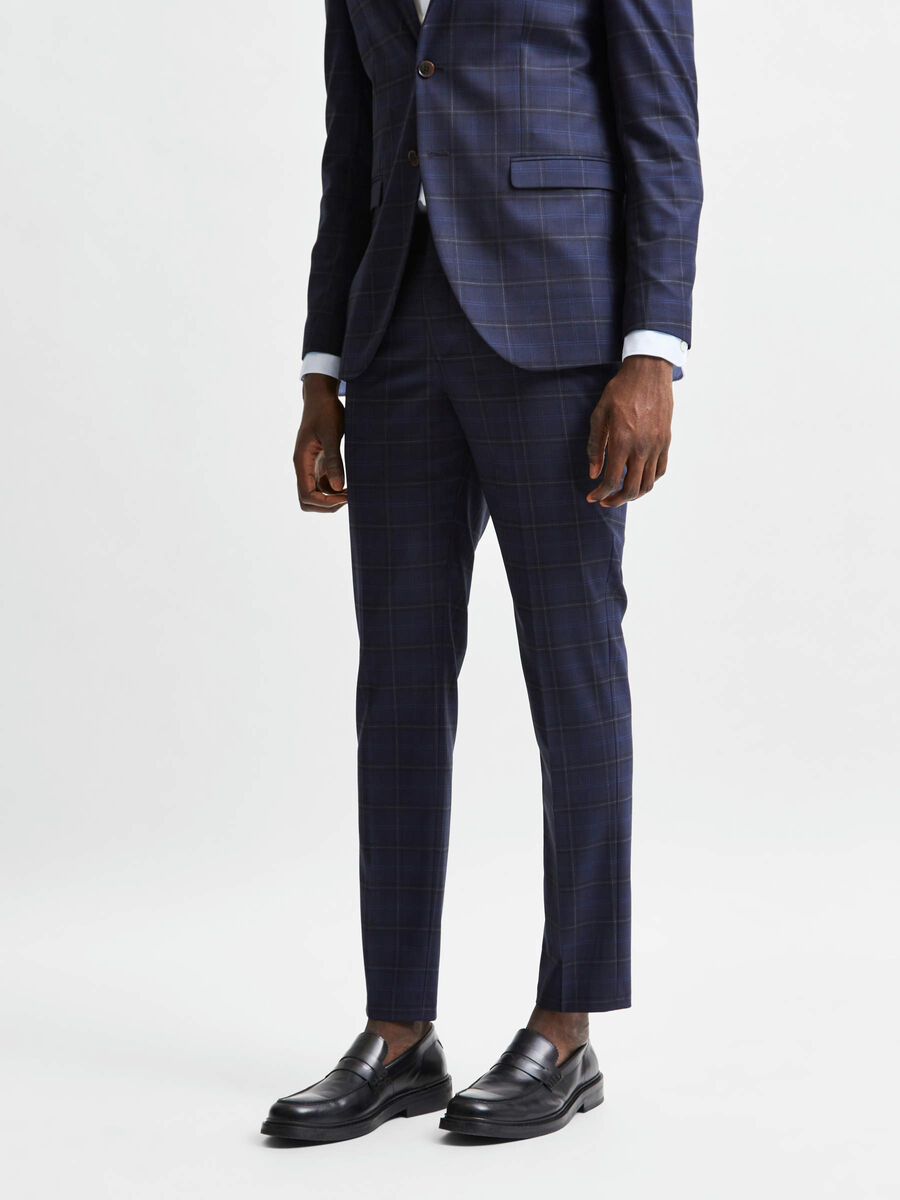 Selected CONFORT EXTENSIBLE CARREAUX FENÊTRE PANTALON, Dark Blue, highres - 16080745_DarkBlue_875677_003.jpg