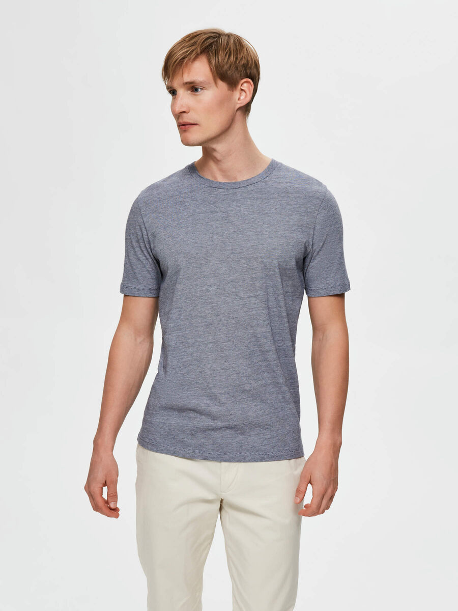 Selected SLHTHEPERFECT O-NECK - T-SHIRT, Sky Captain, highres - 16057143_SkyCaptain_567499_003.jpg