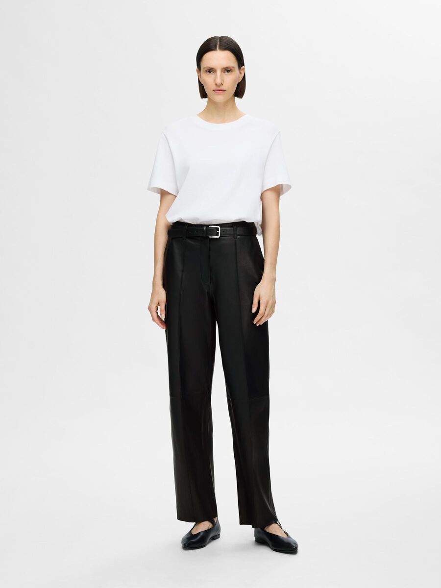 Selected WIDE FIT LEATHER TROUSERS, Black, highres - 16095157_Black_005.jpg