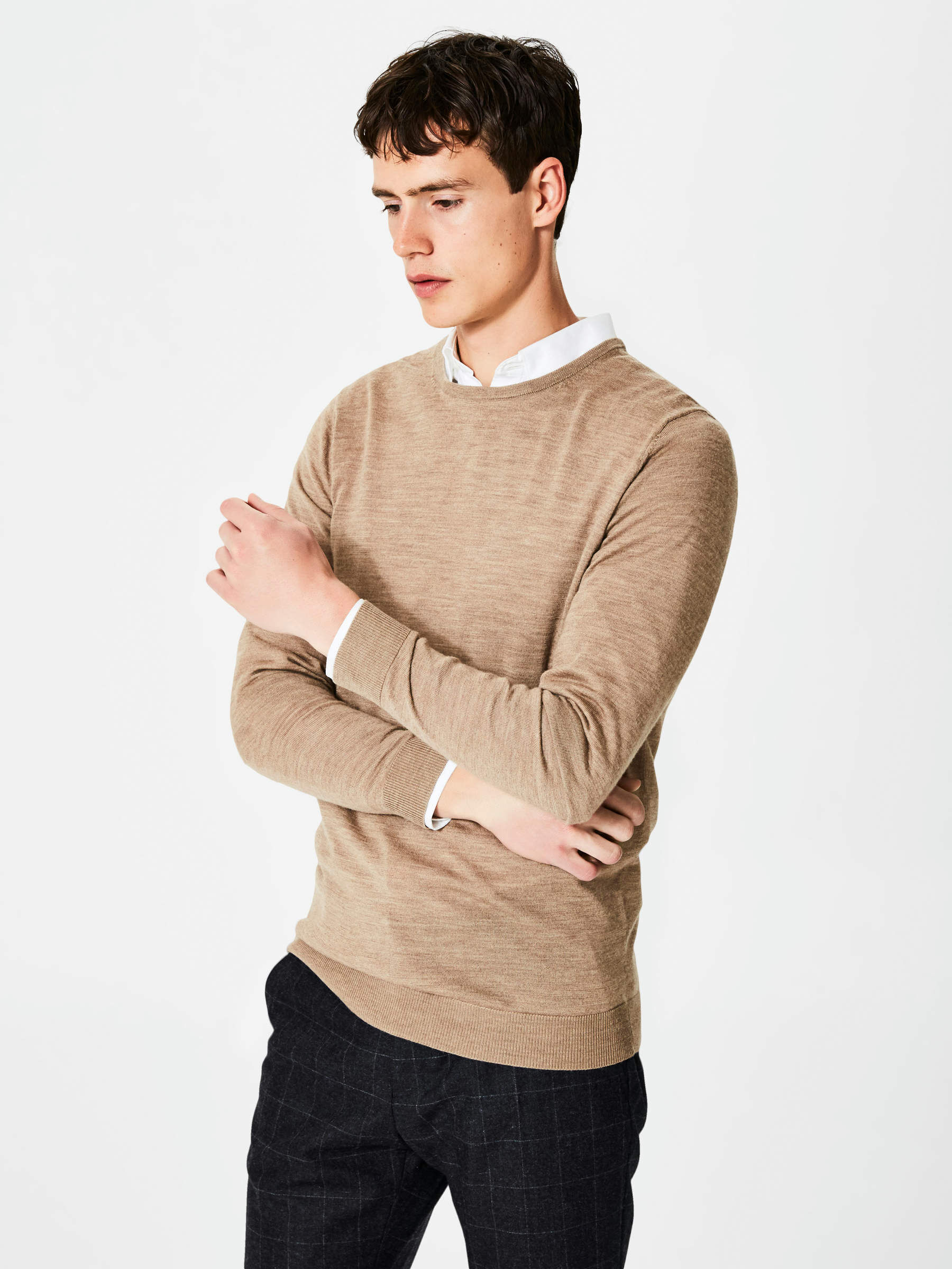 SLHTOWER MERINO JUMPER Grey SELECTED HOMME