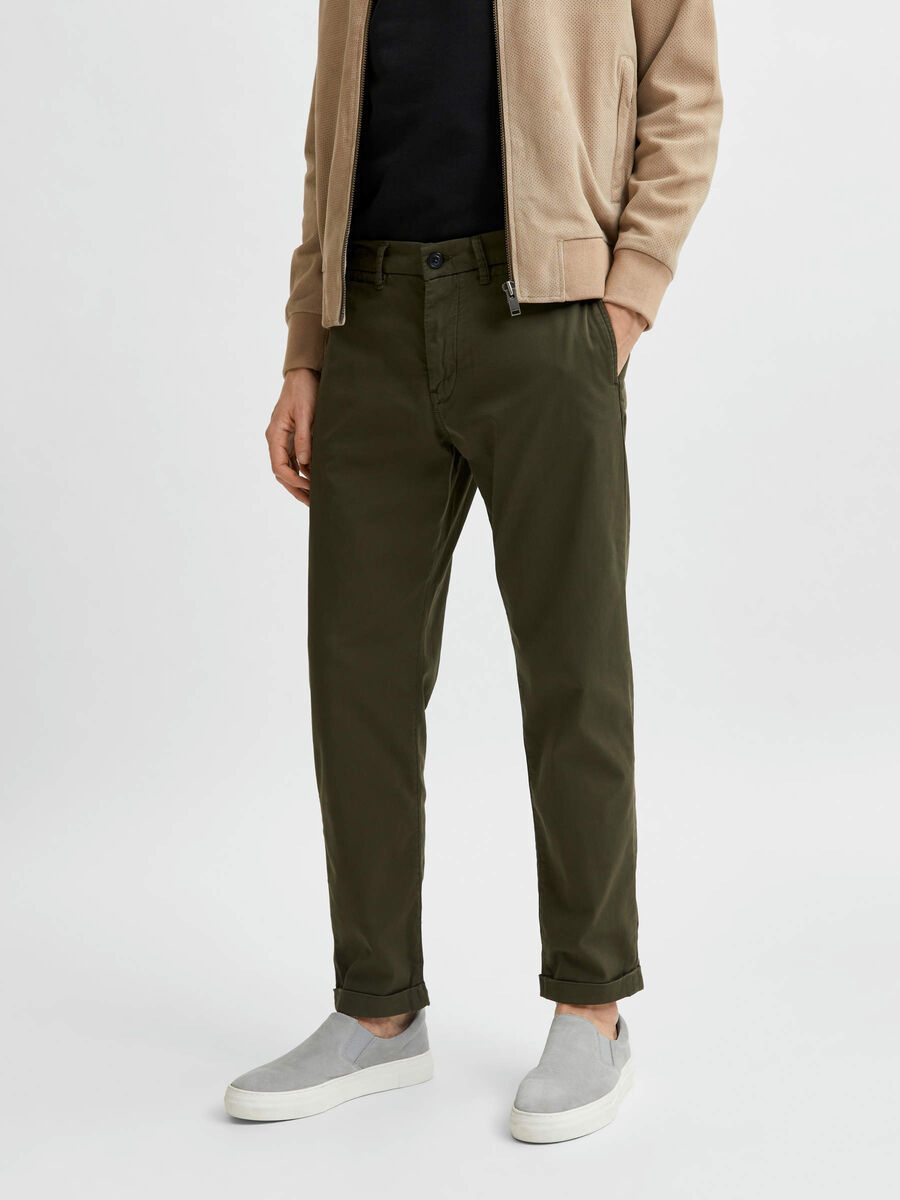 Selected SLIM FIT FLEX ORGANIC COTTON TROUSERS, Forest Night, highres - 16077585_ForestNight_003.jpg