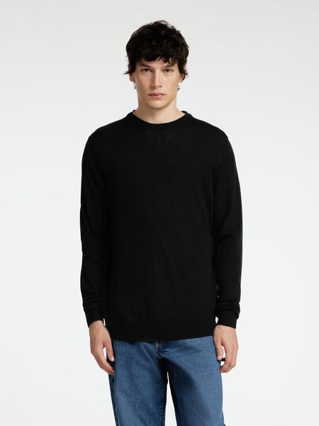 Selected 100% MERINO WOOL CREWNECK JUMPER, Black, highres - 16094647_Black_003.jpg