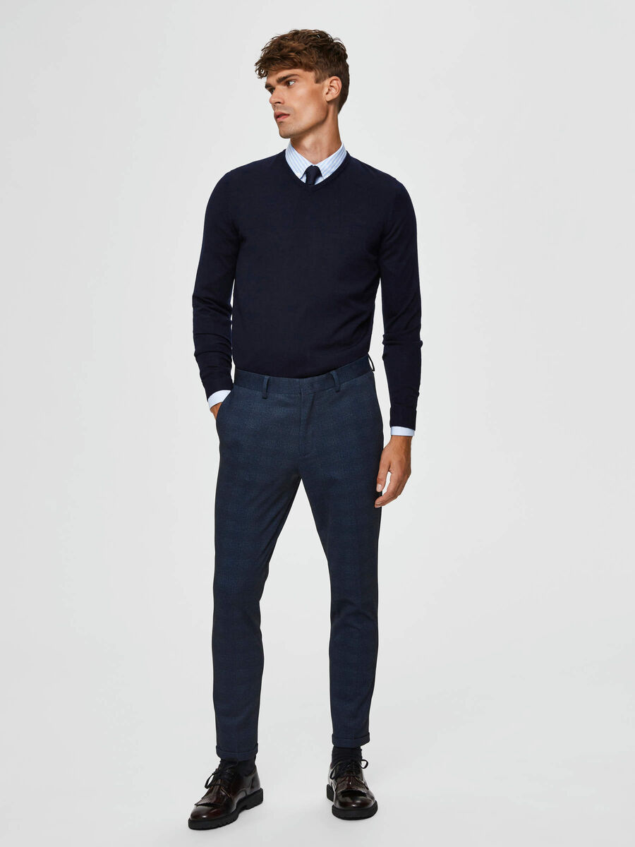 Selected MERINOWOLL V-AUSSCHNITT PULLOVER, Navy Blazer, highres - 16070137_NavyBlazer_005.jpg