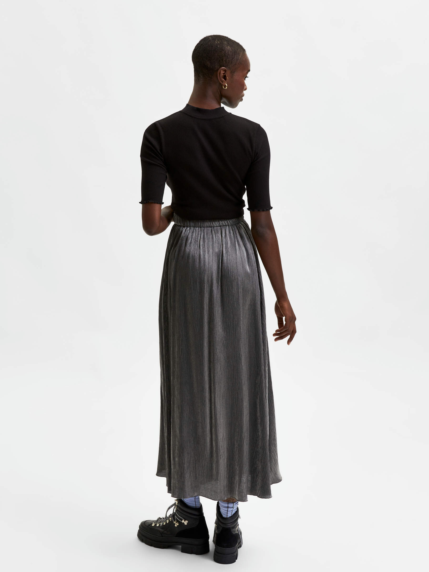Metallic pleated skirt sales 60