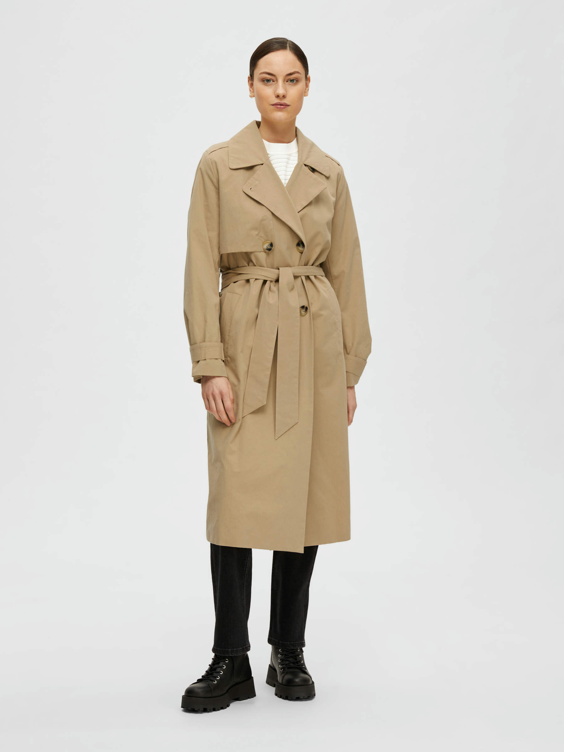 DOUBLE BREASTED TRENCHCOAT Beige SELECTED FEMME